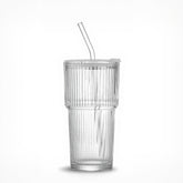 Glass Cup Set with Lid & Glass Straw – 600ml