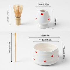 4-Piece Japanese Matcha Tool Set with Ceramic Bowl