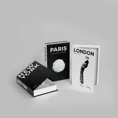 3 Pcs Decorative Faux Books Set for Home Decor (Paris/London/New York)