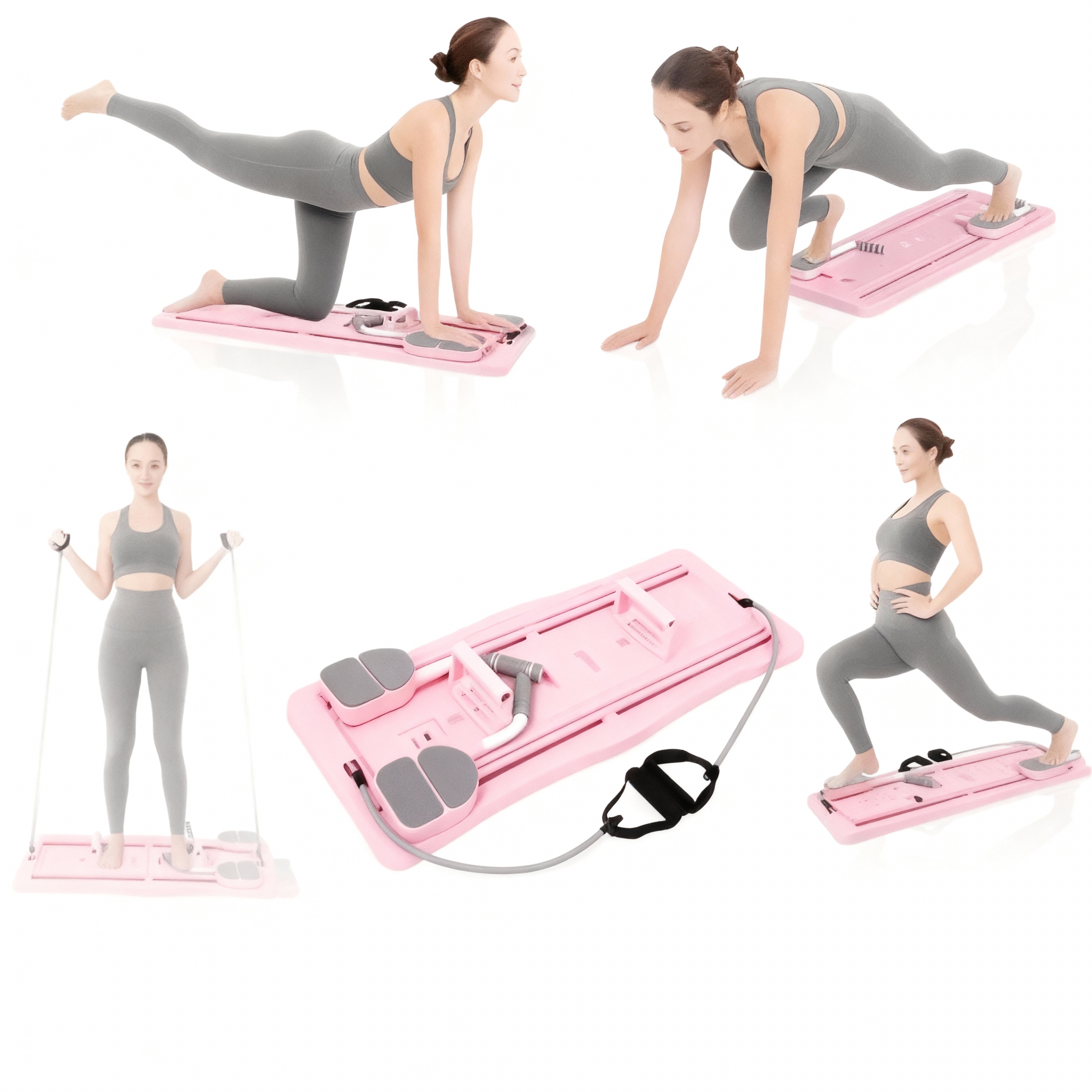 Foldable Pilates Reformer – Pink