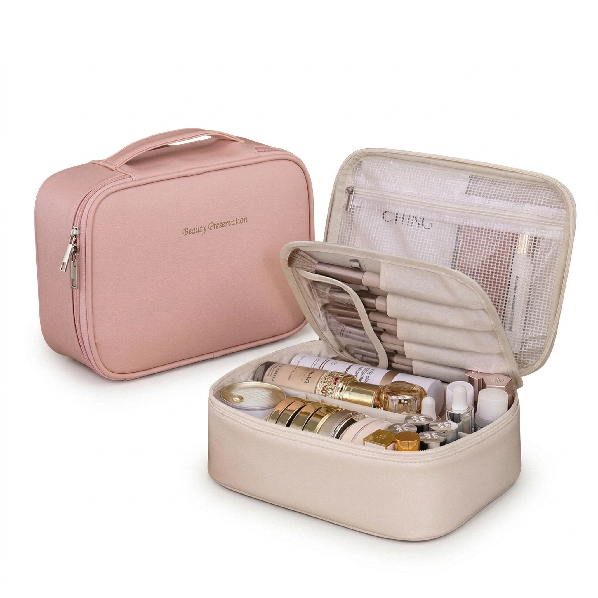 Capacity Detachable Makeup Bag with Brush Holder